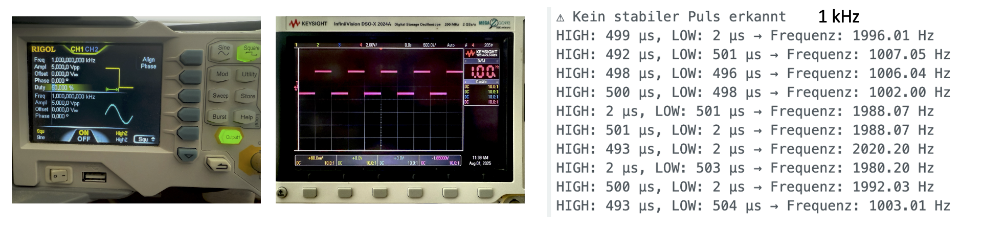 Messaufbau zur Prüfung der pulseIn()-Messung